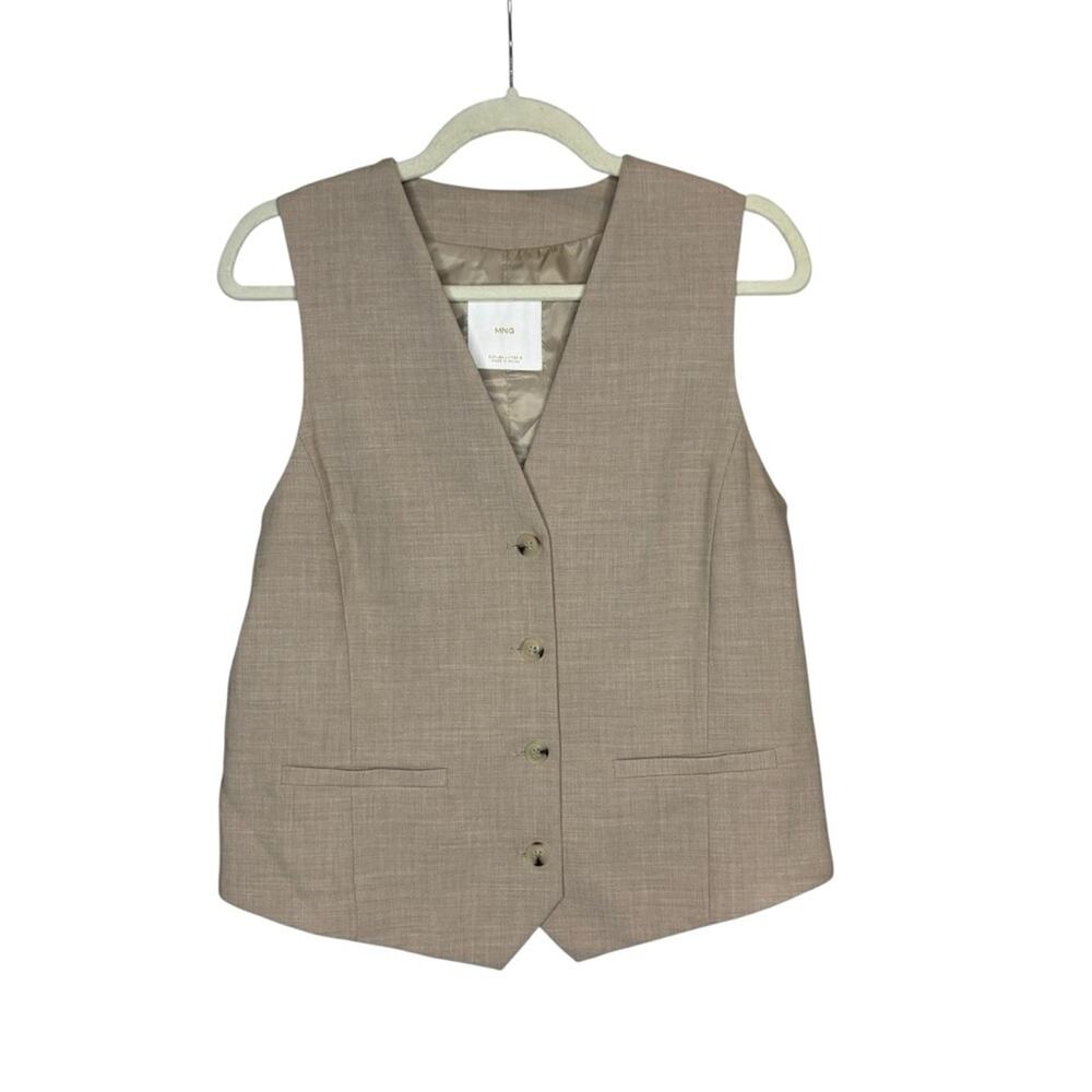 Mango Tailored Vest Top L Taupe